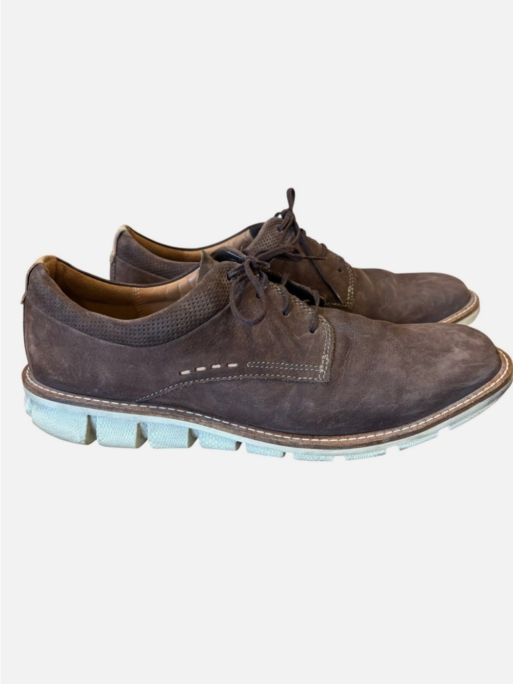 Ecco Men's Jeremy Brown Leather Oxford Lace Up Nubuck US Size 11 EU 45 Coffee